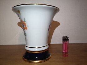 2x krásná ručně malovaná váza Royal Dux - květiny, kobalt - 14