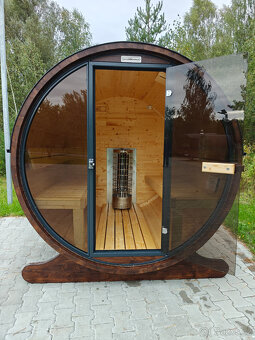 Venkovní sudová panoramatická sauna - 14