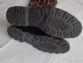 Kozačky holínky černé + leopardí vzor, vel. 37/38 - 14