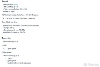 SONY MDS-JE510 Stereo Minidisc Player-Recorder - 14