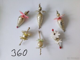 Staré, vánoční ozdoby -baňky-panáčci-korálkové, starožitné - 14