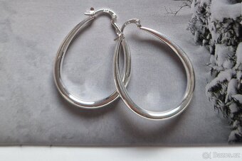 Nové dámské stříbrné náušnice oválné kruhy ovály 925 4 cm - 14