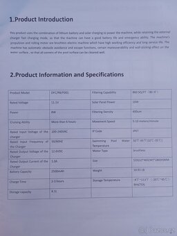 solární bazénový hladinový sběrač, skimmer robot - 14