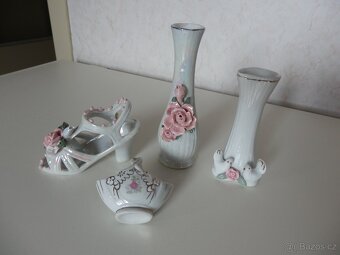 Porcelánové vázičky, košík, pejsek, ovečka, kačer - 14