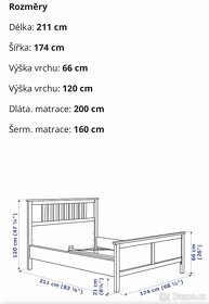 Manželská postel dřevěná Ikea Hemnes 160x200 - 14