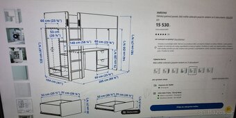 Ikea dětská patrová postel Smastad + ZDARMA matrace - 14