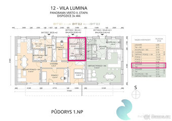 Byt 4+kk, 99m2, balkón 20,65m2, parkování, Panorama Vráto, o - 14