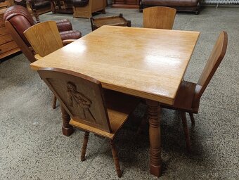 Rustikální / selský jídelní set, stůl, židle, masív - 14