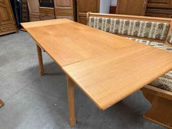 Dubová rohová lavice ,rozkládací stůl a tři židle - 14