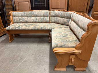 Dvakrát dubová jídelní lavice + stůl a židle - 14