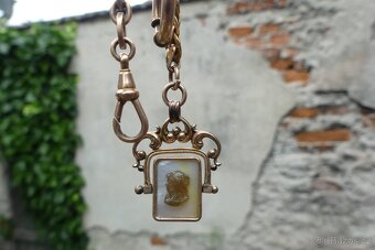 Šatlény, řetízky na hodinky, double, kamej, secesní - 14