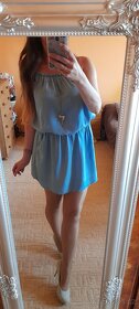 Modré letní šaty s kapsami - 14