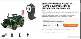Třímístný elektrický Jeep Willys 4x4 (24V/480W), 2.4GHz - 14