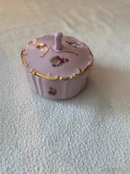 Růžový porcelán – starožitná dekorativní sada - 14