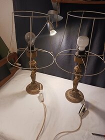 Dvě starožitné mosazné lampy s andělíčky - 14