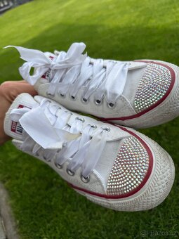2x luxusní červené  + bíle converse s kamínky Swarovski - 14