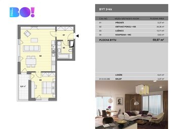 Pronájem kanceláře 2+kk, 59 m² s parkovacím místem a lodžií  - 14