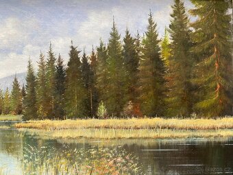 obraz starý obraz olejomalba krajinka obraz Šumava - 14