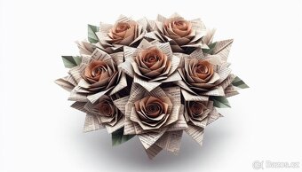 Papírová origami kytice růží - 14