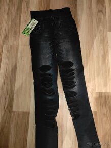 Elastické kalhoty styl otrhané jeans - 14