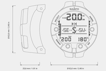 potápěčský počítač Suunto Vyper Air, sonda,USB kabel, pásek - 14