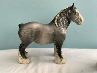 BESWICK CERAMIC SHIRE HORSE 818 DAPPLE GRY HOUPACÍ KONĚ PROT - 14