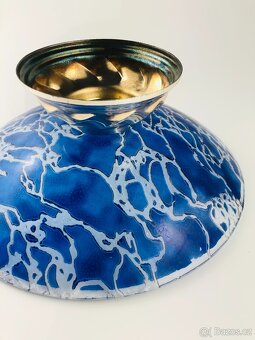 Modrá skleněná umělecká mísa na kovovém podstavci (NP012) - 14