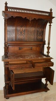 Starožitná řezbovaná komoda s nástavbou - 225 cm - 14