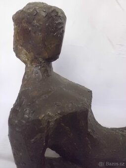 UNIKÁTNÍ Starožitná Kubistická Kovová ART Plastika - ŽENA - 14