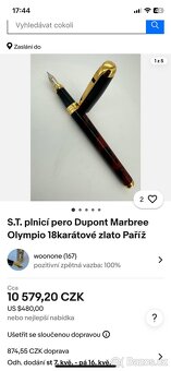 S.T. plnicí pero Dupont Marbree Olympio 18karátové zlato Pař - 14