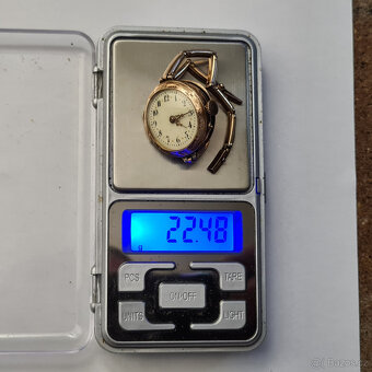 Zlaté 14K dámské náramkové hodinky R-U, 22,48g, v chodu. - 14