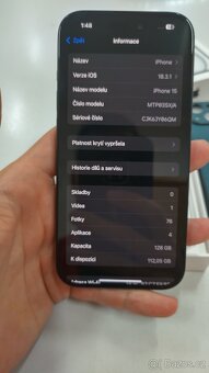 Apple iPhone 15 128GB, zánovní, perfektní stav,baterie 100% - 14