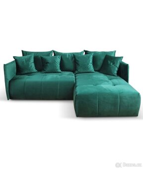 Rohová zelená sedací souprava - 14