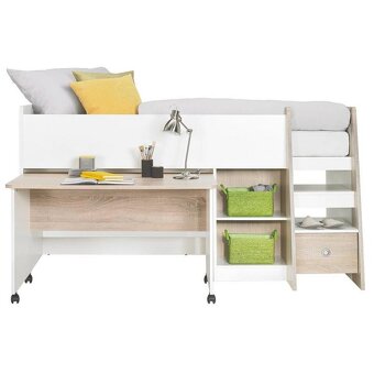 Vyvýšená velká dětská postel s psacím stolem - 14