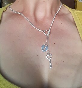 Nový dámský stříbrný náhrdelník srdce zámek lásky 925 - 14