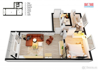 Pronájem bytu 2+1, 59 m², Praha, ul. Sněženková - 14