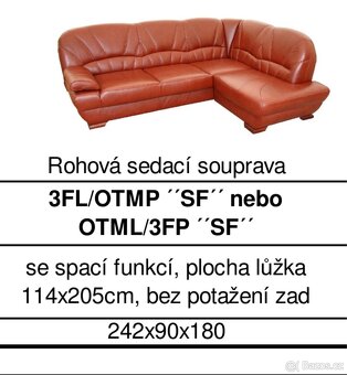 Kožená rohová sedací souprava s křesly - 14