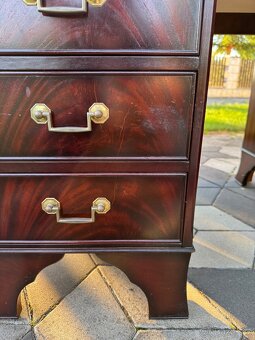 Psací stůl mahagon zelená kůže - 14