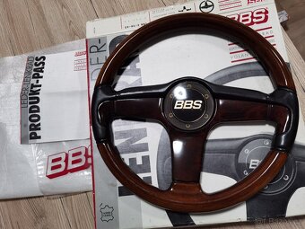Velmi vzácný volant BBS, kůže, dřevo, W123, W124, W201, E28 - 14