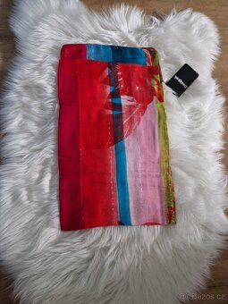 Nový dámský značkový šátek Desigual třpytivý červený s visač - 14
