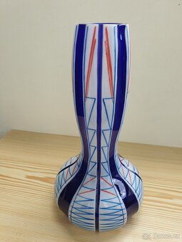 ZAMLUVENO-STAROŽITNÁ PŘEJÍMANÁ SKLENĚNÁ VÁZA RETRO 31CM - 14