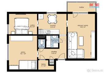 Prodej bytu 3+1, 68 m² s garáží, Kadov - 14