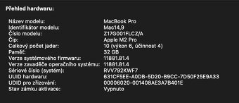 MacBook Pro 14" (2023) – M2 Pro, 32 GB RAM – TOP stav - 14