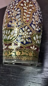 Starožitná skleněná váza s ručním smalt dekorem 6624 - 14