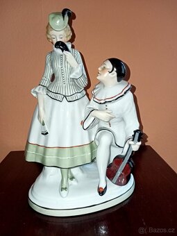 Fasold Stauch Pierrot a kolombína porcelán soška - 14