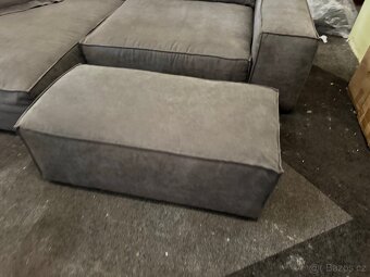 NOVÁ hnědá Sedací souprava Sirpio 270cm s taburetem Tkanina - 14