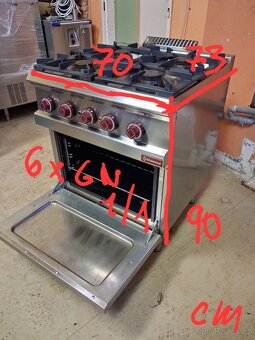 Gastro sporák Diamond, 4x plyn. hořák, elektrická pec 6x GN - 14