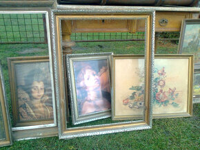 lodní kufr, 2ks, rámy obrazu, selský stůl se šuplíky - 14