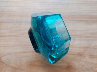 Luxusní skleněná antik váza + mísa + popelník zelené sklo - 14