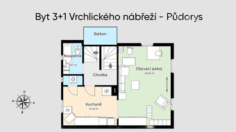 Bytová jednotka 3+1 o 100m2 + garáž + vlastní zahrada na Vrc - 14